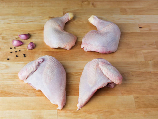 Fresh Whole Chicken (CUT INTO 4 PIECES, Skin Off) per KG