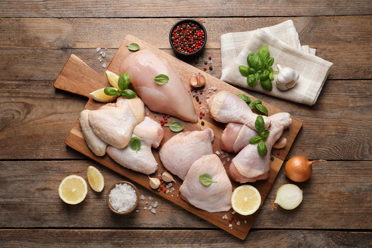 Fresh Whole Chicken (CUT INTO 4 PIECES, Skin Off) per KG